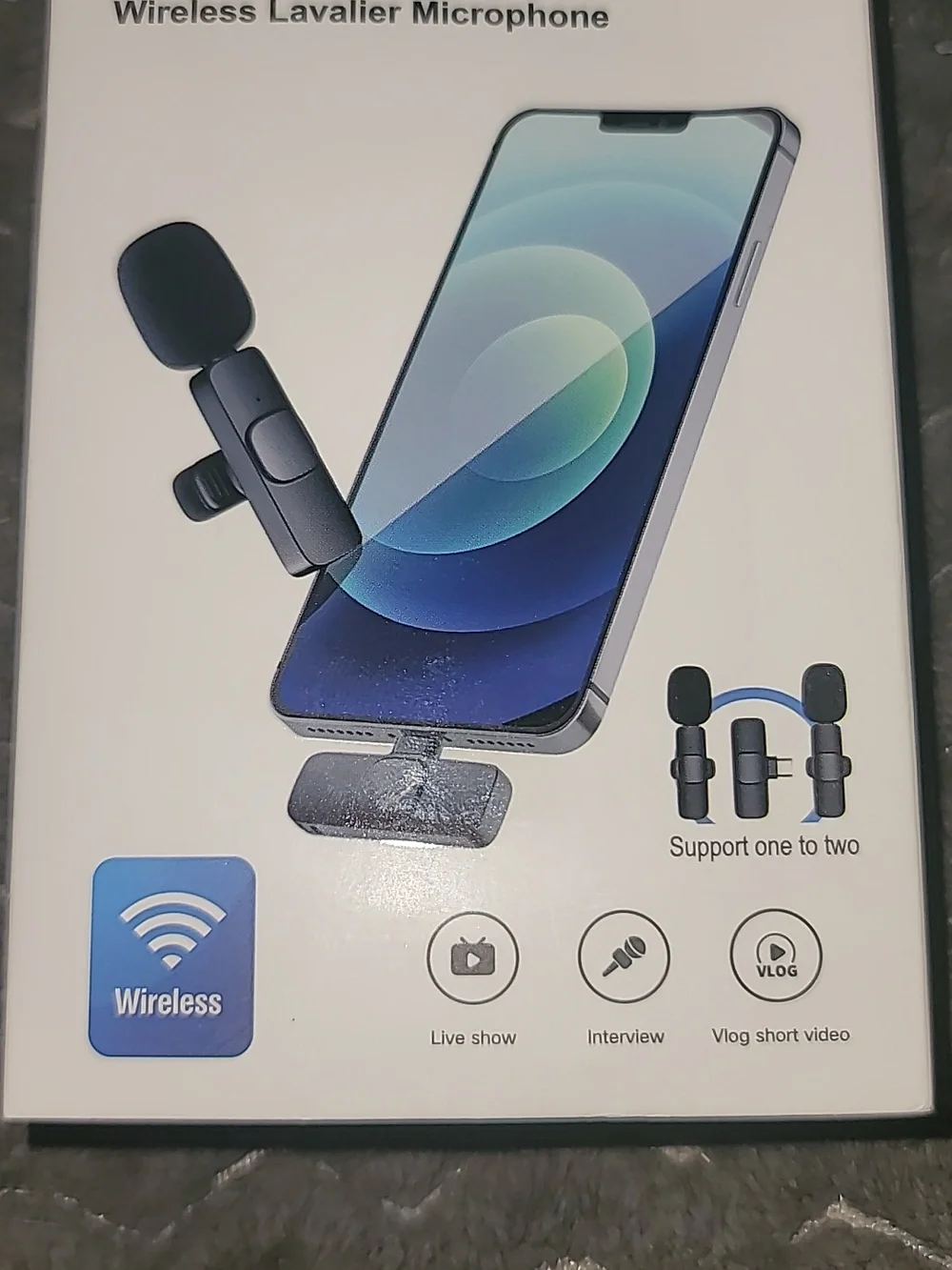 Wireless Lavalier Microphones (Two In Box)for iPhone Smartphones - Black